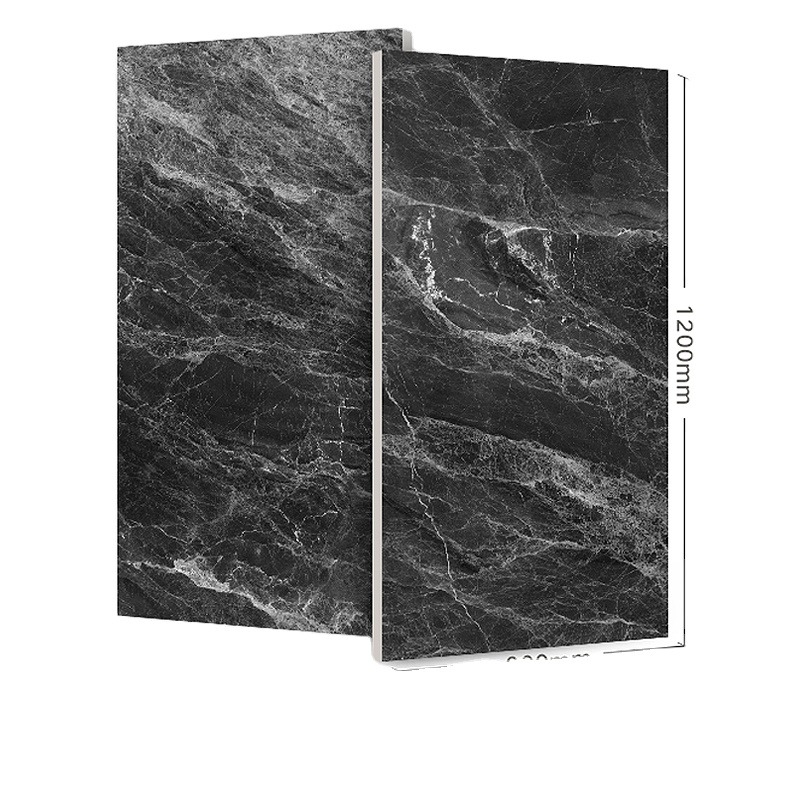 3D 돌 모방 현대 검은 반짝이는 포르셀린 타일 600x1200mm 실내 바닥
